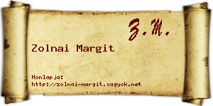 Zolnai Margit névjegykártya